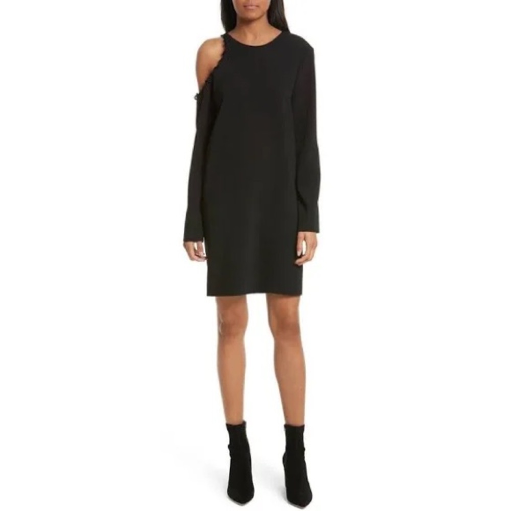 IRO Breen Cold-Shoulder Long-Sleeve Crepe Dress 44